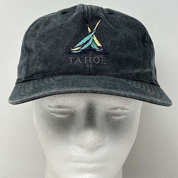 Vintage Lake Tahoe Baseball Hat Cap California Nevada Sailing Boat Snapback Gray - Picture 2 of 10